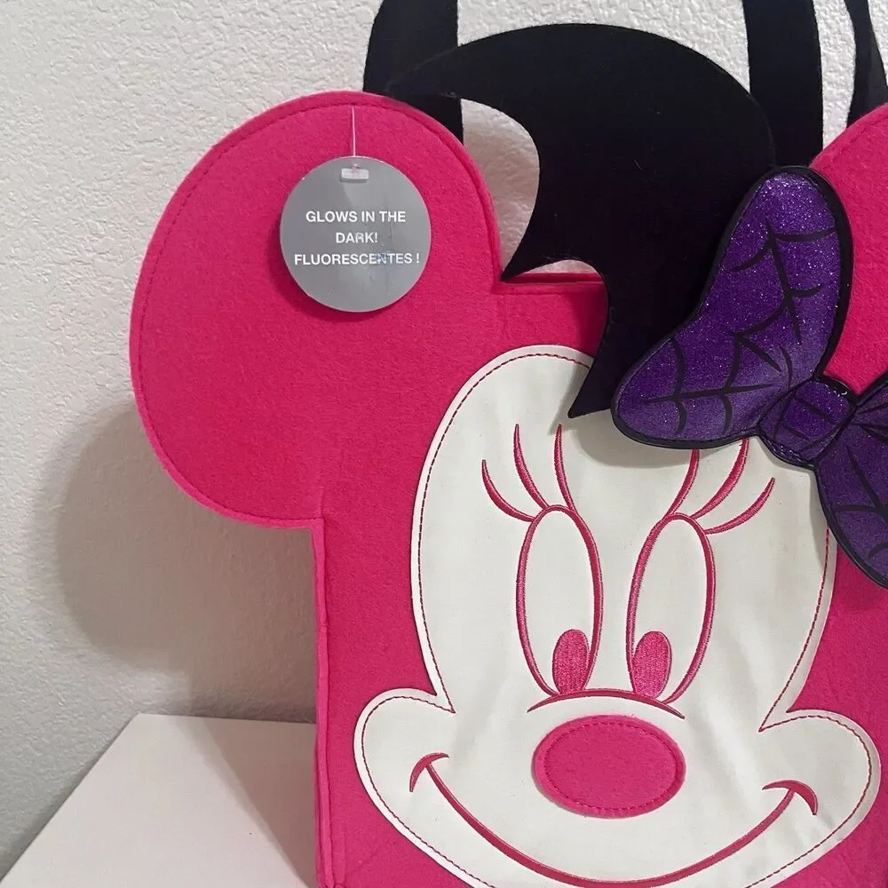 Disney Minnie Mouse Bat Halloween Pink Glow-in-the-Dark Trick or Treat Candy Bag